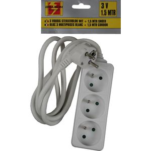 Benson Stekkerdoos 3-voudig - 1.5 meter - Randaarde - Wit