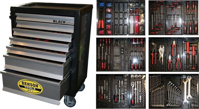 Benson Gereedschapswagen - 1121 Delig - Black Edition - met 7 Laden