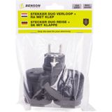 Benson - Stekker Duo Verloop - Buitenstopcontact - Zwart - Spatwaterdicht - 3500W