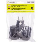 Benson - Stekker Duo Verloop - Buitenstopcontact - Zwart - Spatwaterdicht - 3500W