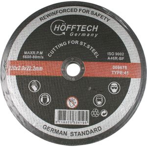 Hofftech Doorslijpschijf - 230 mm - 2 mm dikte - IJzer- en zwavelvrij - Voor RVS en staal