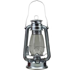 Hofftech Klassieke stormlantaarn - hittebestendig glas - zilverkleurig - 30 cm