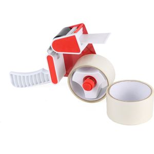 Benson Tape dispenser - ergonomisch - inclusief 2 rollen tape - grijs/rood