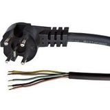 Aansluitsnoer - H07RN-F - 5x1,5 mm² - 1,5 Meter - Perilex Stekker Haaks - Zwart