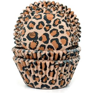 House of Marie Cupcake Vormpjes - Luipaard Bruin - pk/50 - Baking Cups voor Muffins en Cupcakes