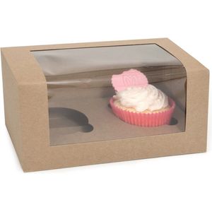 House of Marie Cupcake Doos 2 Kraft - 18,5 x 9,5 x 9,0 cm - pk/3