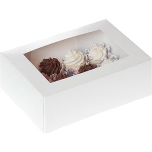 House of Marie Mini Cupcake Doos 12 - Wit - pk/2