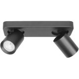 Aufbaustrahler Oliver Black Metal Rechteck GU10 2-fach 16cm