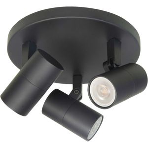 Opbouwspot Piccolo Zwart Metaal Rond GU10 3-voudig ⌀ 17cm