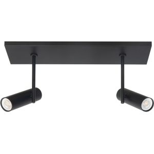 Opbouwspot Trend Zwart Metaal Rechthoek GU10 2-voudig 40cm