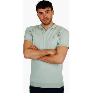 Heren Gebreide Polo Enter - Mistgroen