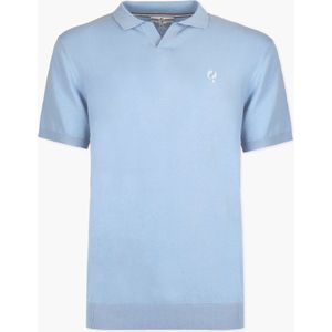 Heren Gebreide Polo Enter - Ochtendblauw