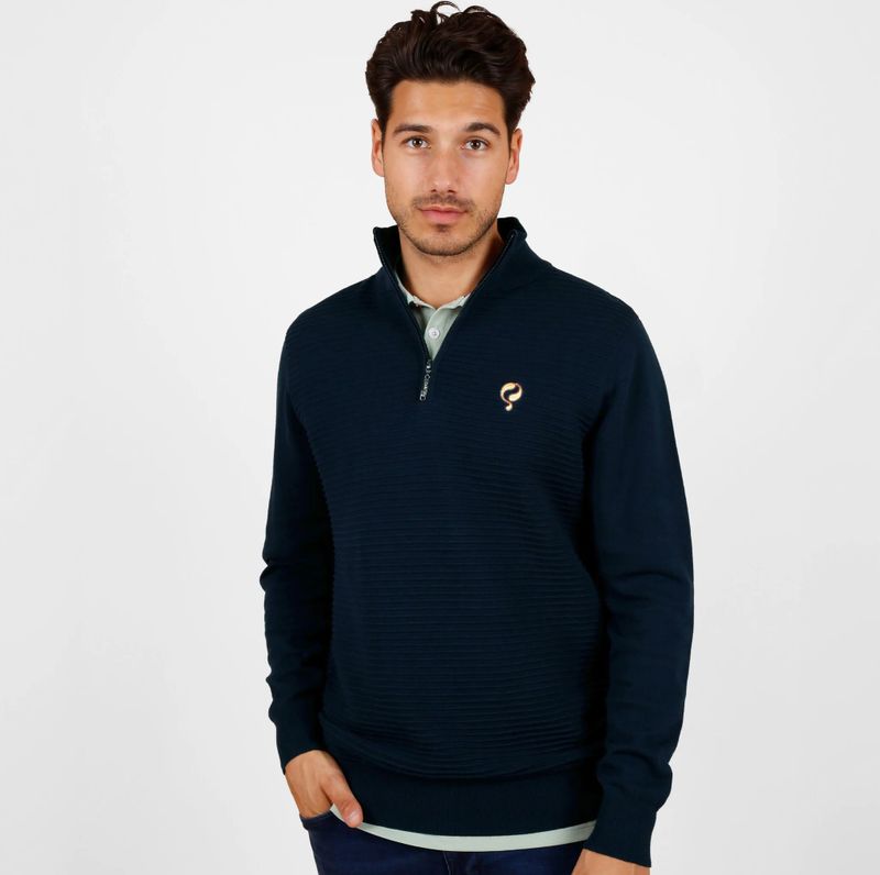 Q1905 - Woudrichem - Trui - Donker - 100% Katoen - Halve Ritssluiting