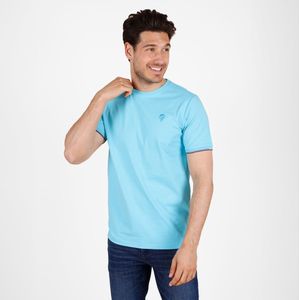 Q1905 - T-shirt - Felblauw - Korte Mouwen - Rood-wit-blauwe Accentstreep