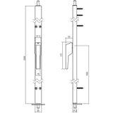 Intersteel Deurespagnolet niet afsluitbaar Rechts 2200mm aluminium