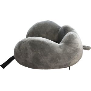 CuddleBug - reiskussen - u shaped - memory foam - grijs - incl clip - 100% Rpet