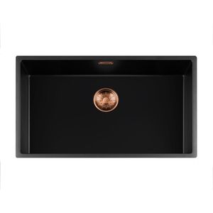 Lorreine Black Quartz Series spoelbak 7440cm Plug Copper 74BQ-FU-Copper