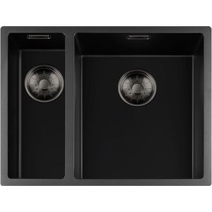 Lorreine Black Quartz Series spoelbak 34+1540cm Plug GunMetal 3415BQ-FU-GunMetal