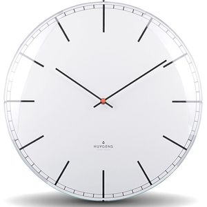 Huygens - Dome35 Index - Wit - Wandklok - Stil - Quartz Uurwerk
