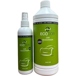 Ecodor Ecocar - 250ml sprayflacon + 1000ml navulfles - Luchtverfrisser - Vegan - Ecologisch - Ongeparfumeerd