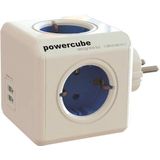 Allocacoc - PowerCube Original - Stekkerdoos - Blauw - 4 Stopcontacten - 2 USB-poorten