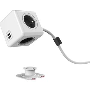 Allocacoc - PowerCube Extended USB - Stekkerdoos - Wit - 4 AC-uitgangen - 3 m