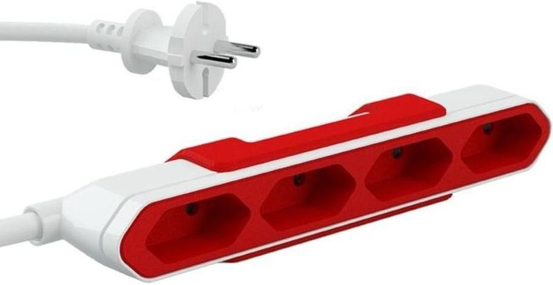 Stekkerdoos - 4-voudig - Rood - 1.5 m