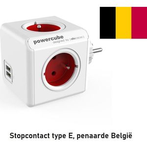 Allocacoc PowerCube Original USB Type E power uitbreiding 4 AC-uitgang(en) Binnen Rood