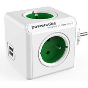 Allocacoc PowerCube® |Original USB| Type E (Belgium/France) / Green