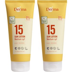 Derma Eco Sun - Zonnebrandlotion SPF15 - 200 ml - Natuurlijke ingrediënten - UV-bescherming - Waterbestendig
