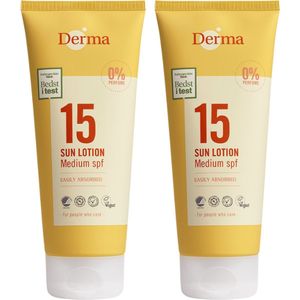 Derma Sun Zonnebrandlotion SPF 15 - 2 x 200 ml - Voordeelverpakking