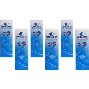 Unicare 6 x 360 ml - lenzenvloeistof zachte contactlenzen - incl. 6 lenzendoosjes - voordeelverpakking