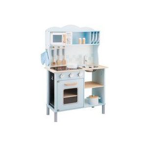 New Classic Toys Houten Speelkeuken Blauw - Met Kookplaat die Licht geeft en Kook Geluid maakt - Krijtbord aan de zijkant