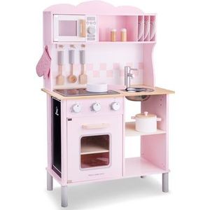 New Classic Toys® Houten Speelgoed Kinderkeuken - Speelkeukentje met Kookplaat met Licht en Geluid - Speelkeuken Roze met Diverse Accessoires - Werkbladhoogte 55 cm - Rollenspel - Vanaf 3 Jaar