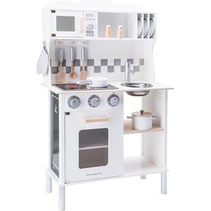 New Classic Toys Houten Speelkeuken Wit - Met Kookplaat die Licht geeft en Kook Geluid maakt - Krijtbord aan de zijkant