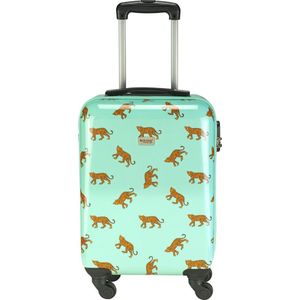 Princess Traveller Trendy Animal collection - Handbagage koffer - Leopard - Mint - 56cm