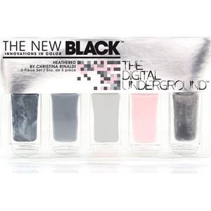 The New Black - Digital Underground - Nagellak Set - Lichtblauw - Rood - Mosgroen - Mauve - Glitter Zwart