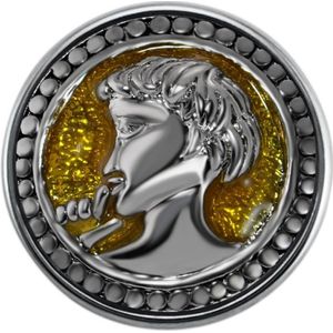 Quiges - Dames Click Button Drukknoop 18mm Portret Geel - EBCM104