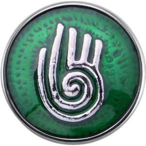 Quiges - Dames Click Button Drukknoop 18mm Hand Symbool Groen - EBCM239