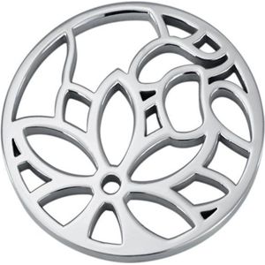 Quiges - Munthouder Munt 25mm Bloemen Zilverkleurig - EPRS037