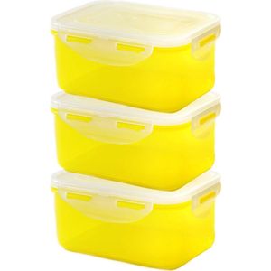 Lock&Lock Vershoudbakjes - Meal prep bakjes - Diepvriesbakjes - Diepvriesdozen - Magnetron bakjes met deksel - Bewaarbakjes - Snackdoosjes - Vershouddoos - Luchtdicht - Lekvrij - BPA vrij - 600 ml - Geel - Set 3 Stuks - LocknLock