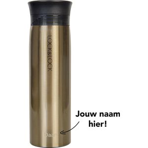 Lock&Lock RVS Thermosfles met naam - Thermosbeker - Travel Mug - Isoleerfles - Drinkfles - Theefles - Met Filter - Koffie en Thee - Gepersonaliseerd cadeau - Relatiegeschenk - Lekvrij - Duurzaam - 400 ml - Goud