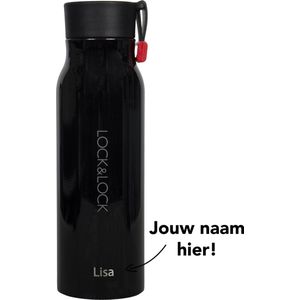 Lock&Lock RVS Thermosfles met naam - Thermosbeker - Travel Mug - Isoleerfles - Drinkfles - Theefles - Met Filter - Koffie en Thee - Gepersonaliseerd cadeau - Relatiegeschenk - Lekvrij - Duurzaam – 350 ml – Zwart