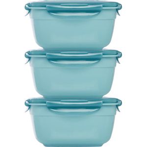 Lock&Lock Vershoudbakjes set met deksel - Meal prep bakjes - Diepvriesbakjes - Diepvriesdozen - Bewaardozen voedsel - Vershouddoos - Lunchbox - Luchtdicht - Lekvrij - BPA vrij - Stapelbaar - 1,6 liter - Blauw - Set van 3 stuks - LocknLock
