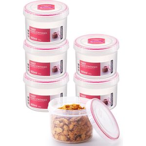 Lock&Lock Voorraadbussen - Voorraadpotten - Voorraaddozen - Bewaardozen voedsel - Vershoudbakjes set met deksel - Bewaarbakjes - Rond - Luchtdicht - BPA vrij - 360 ml - Set van 6 stuks - LocknLock
