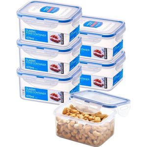 Lock&Lock Vershoudbakjes set met deksel - Diepvriesbakjes - Diepvriesdozen - Bewaarbakjes - Bewaardozen voedsel - Vershouddoos - Snackdoosjes - Luchtdicht - BPA vrij - Transparant - 470 ml - Set van 6 Stuks - LocknLock
