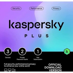 Kaspersky - Plus - Antivirus - 3 Apparaten - 1 Jaar - Windows, Mac & Android
