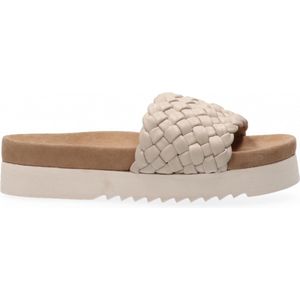 Maruti, Schoenen, Dames, Wit, 37 EU, Leer, Beige Gevlochten Leren Slipper Billy