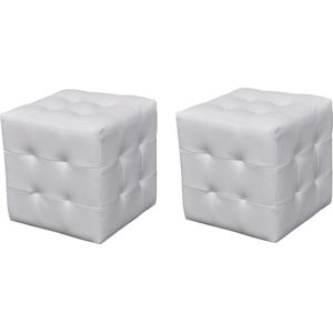 VidaXL Kubusvormige Witte Krukken - Set van 2