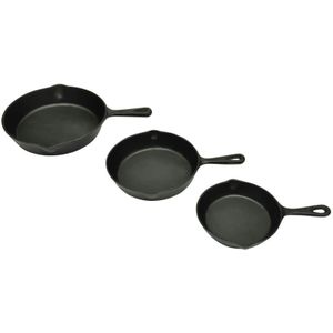 Gietijzer - Grill/Koekenpannen Set - 3 Stuks - Antiaanbaklaag